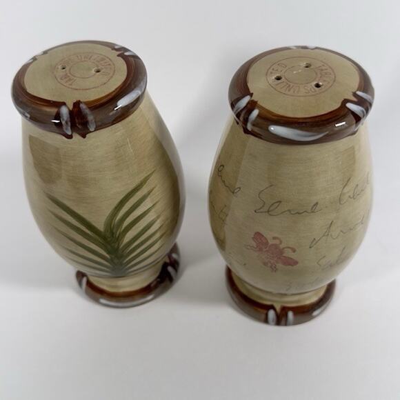 Tabletops Unlimited Bora Bora Salt & Pepper Shaker Set Palm Trees, Bamboo Edge - Picture 11 of 16